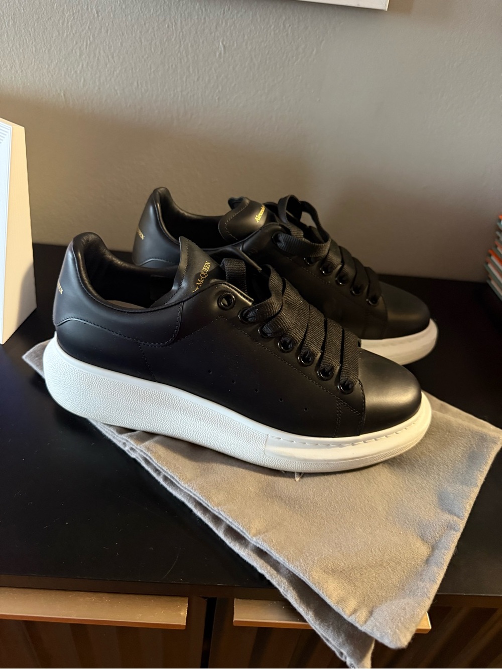 Alexander McQueen Leather Platform Sneakers with White Sole size 41